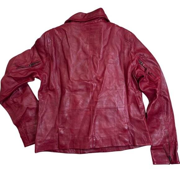 Decrum Ramsey Lambskin Leather Motorcycle Jacket Maroon Large NWT MSRP $239 - Picture 3 of 10